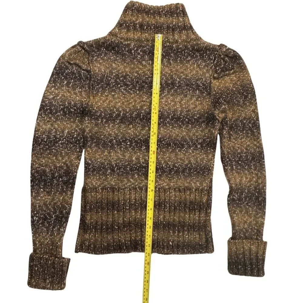 ADRIENNE VITTADINI Wool Blend Cardigan‎ Zip Up Sweater Medium Brown Multicolor